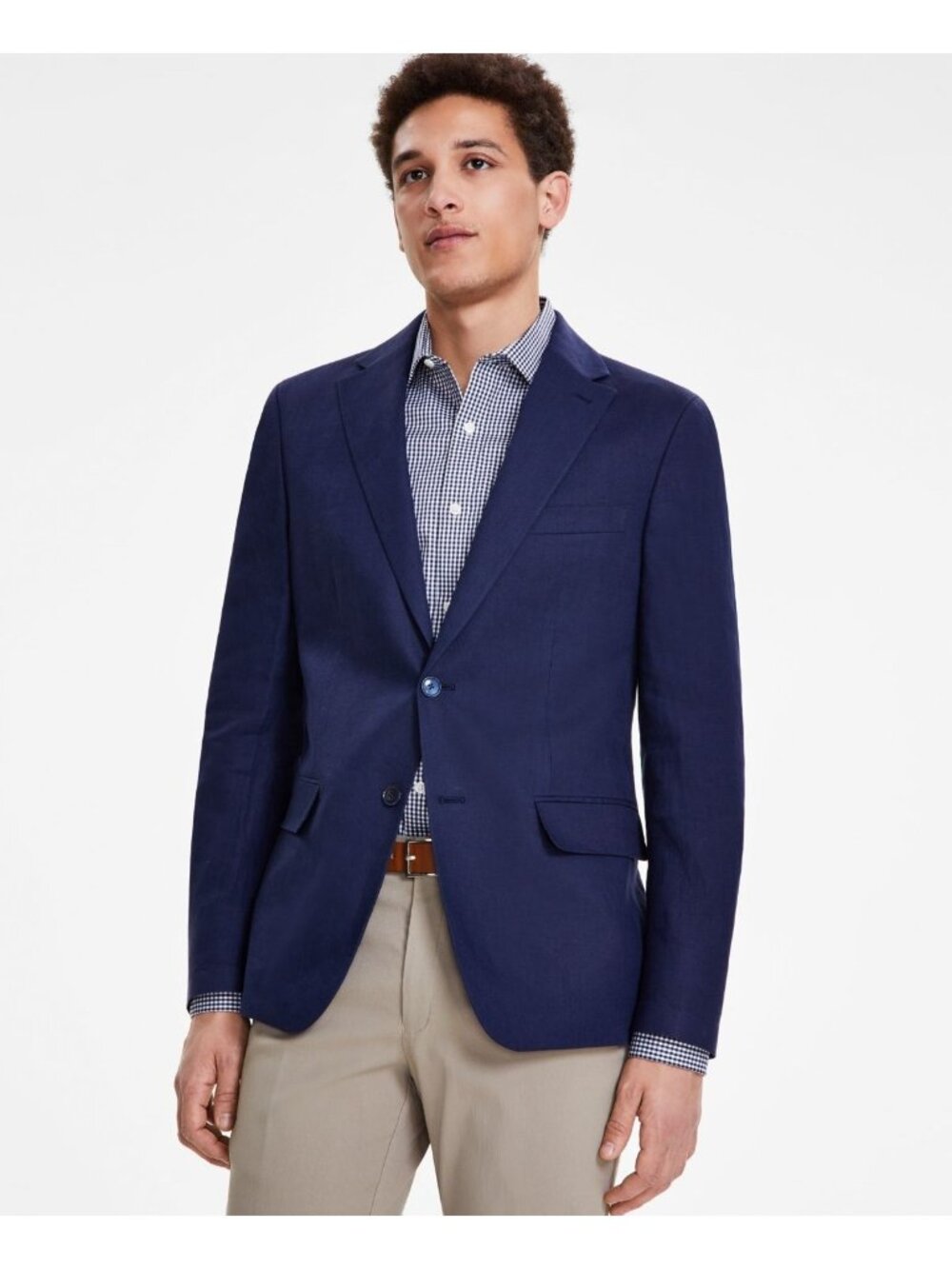 Tommy Hilfiger Big & Tall Modern Fit Linen Suit Jacket Navy Solid Size 48 NWT
